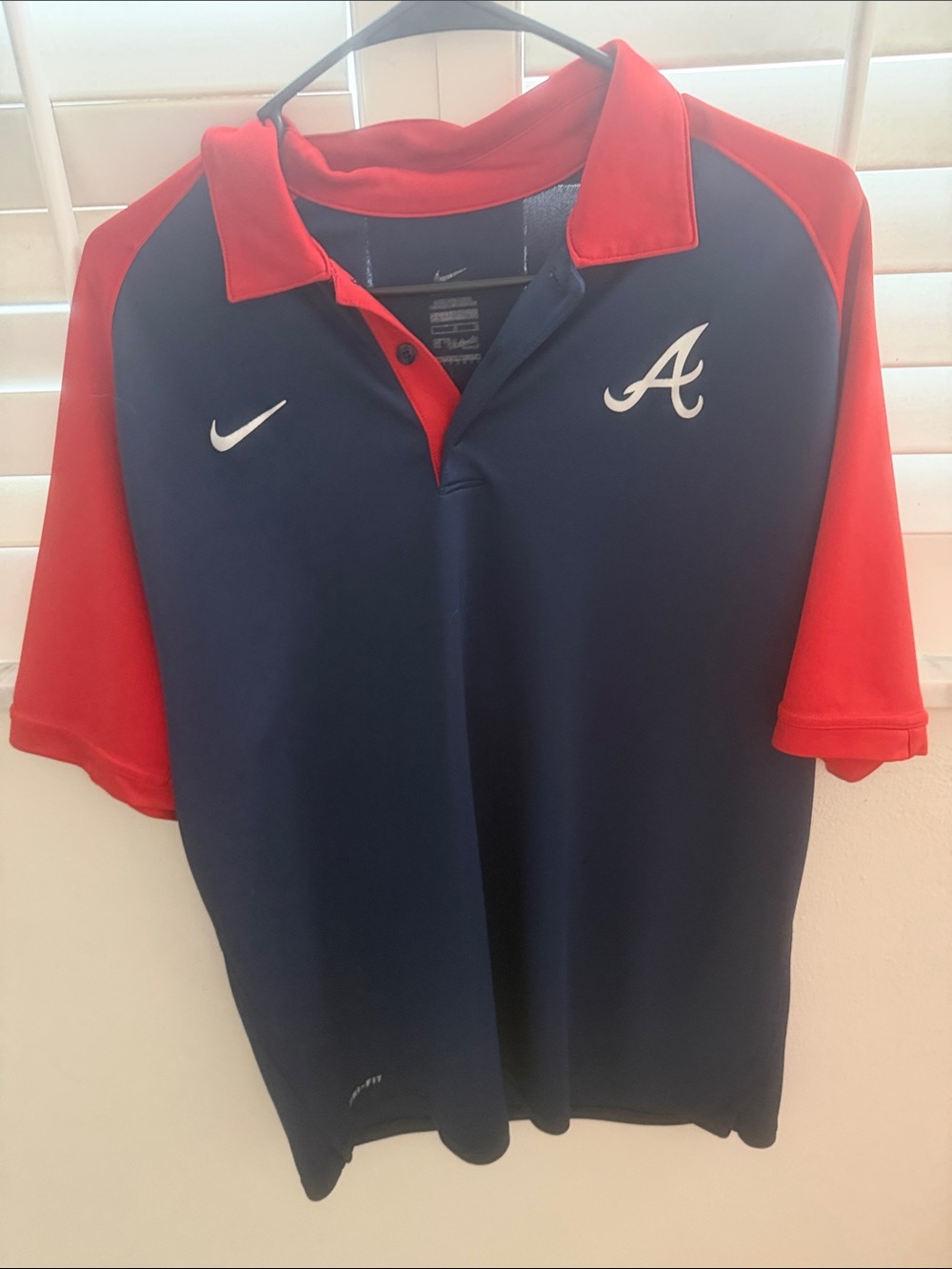 Nike Navy and Red Atlanta A Logo Polo